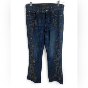 Ralph Lauren Navy Boot Cut Jeans with Gold Embroidery
